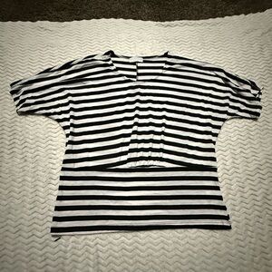 Joseph Black and White Striped Short Sleeve Top